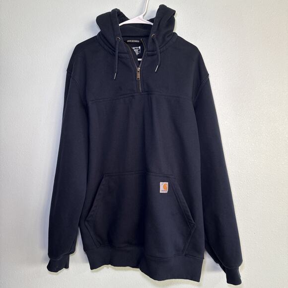 Carhartt Men's Rain Defender Navy Loose Fit Heavyweight Quarter Zip Large Tall - Picture 2 of 5